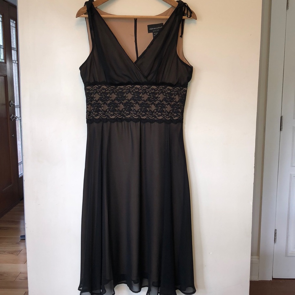 Black sheer sleeveless dress with lace detail